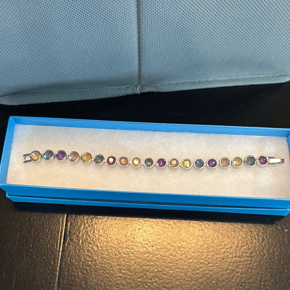 Touchstone Crystal Multicolor Cubic Zirconia Bracelet in Silver